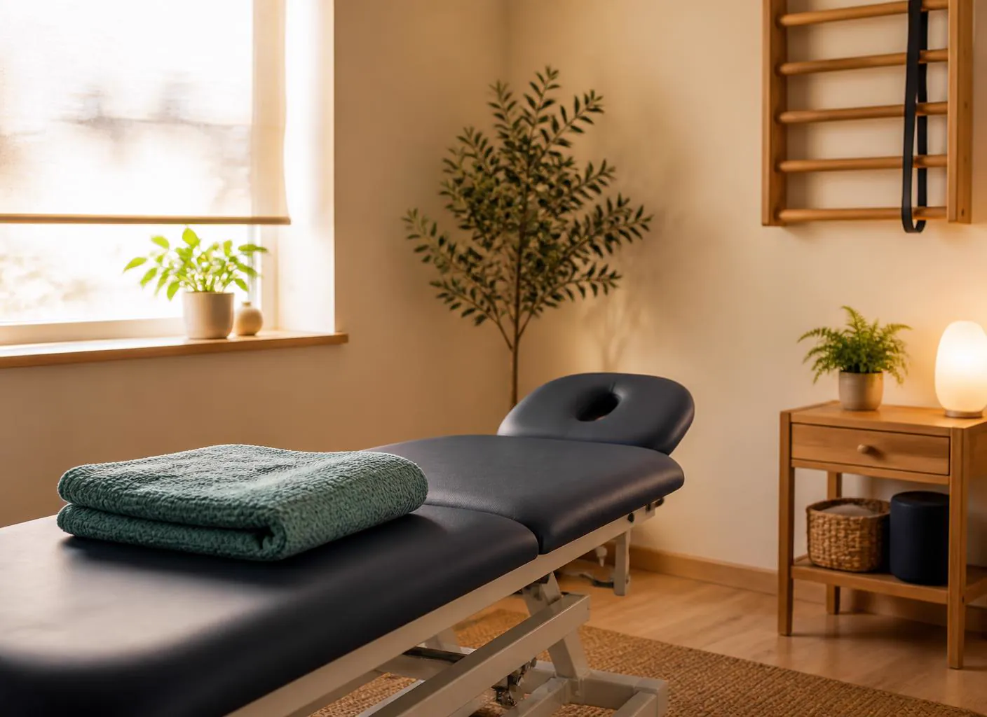 Espaço de fisioterapia e reabilitação ortopédica em São Paulo com maca de atendimento